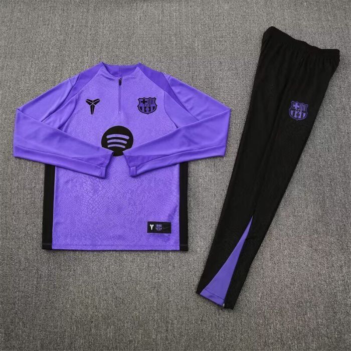 2025-2026 Barcelona Purple/Black Soccer Training Sweater and Pants Football Kit