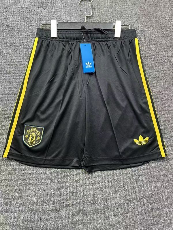 Fan Version 2025-2026 Manchester United Third Away Black Soccer Shorts Football Shorts