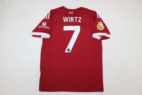 with EPL Patch Fan Version 2025-2026 Liverpool WIRTZ 7 Home Soccer Jersey Football Shirt