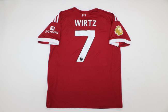 with EPL Patch Fan Version 2025-2026 Liverpool WIRTZ 7 Home Soccer Jersey Football Shirt