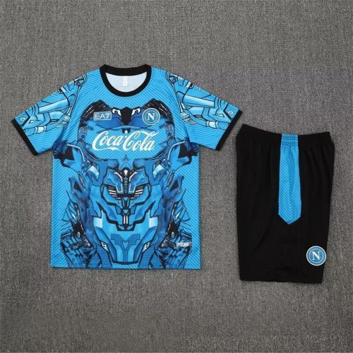 Adult Uniform 2025-2026 Napoli Blue Soccer Training Jersey and Shorts Napoles Football Kits