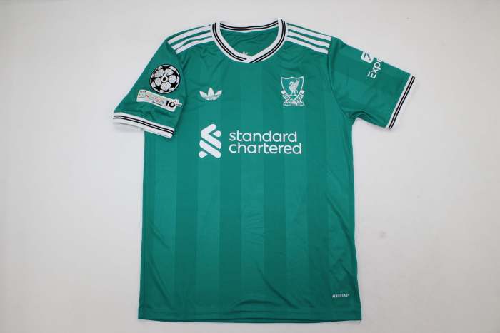 with UCL Patch Fan Version 2025-2026 Liverpool Third Away Green Soccer Jersey Football Shirt