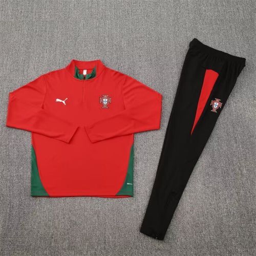 2025-2026 Portugal Red Soccer Training Sweater and Pants Football Kit