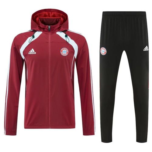 with Caps 2025-2026 Bayern Munich Red Soccer Windbreaker Jacket Football Jacket and Pants