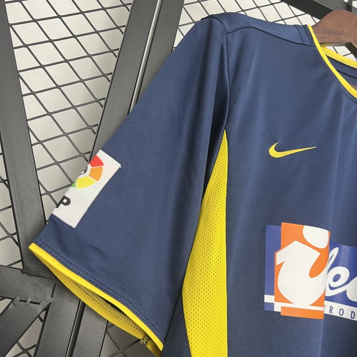 with LFP Patch Retro Jersey 2002-2003 Atletico Madrid Away Dark Blue Soccer Jersey Vintage Football Shirt