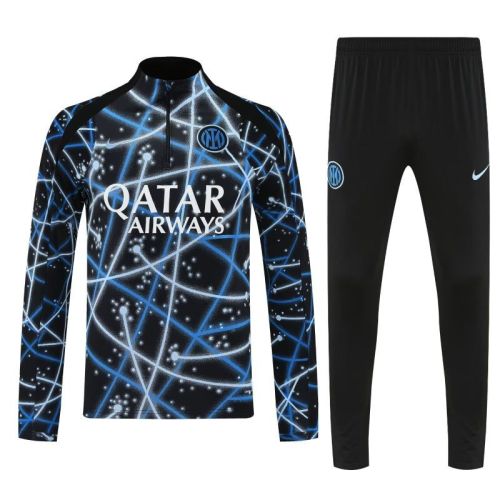 2025-2026 Inter Milan Black/Blue/White Soccer Training Sweater and Pants Football Kit