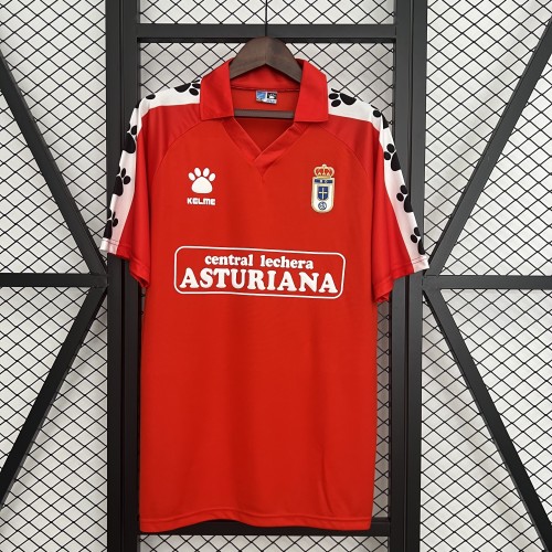 Retro Jersey 1990-1991 Real Oviedo Away Red Soccer Jersey Vintage Football Shirt