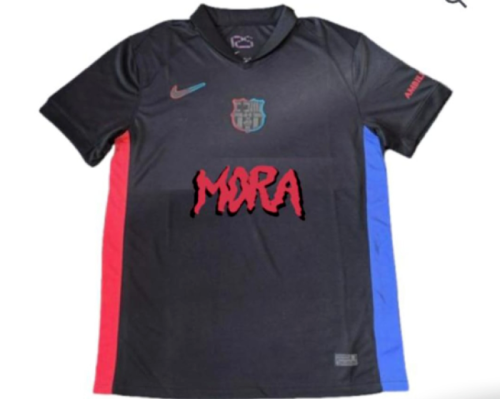 Barca Camisetas de Futbol Fan Version 2024-2025 Barcelona Mora version Away Black Soccer Jersey