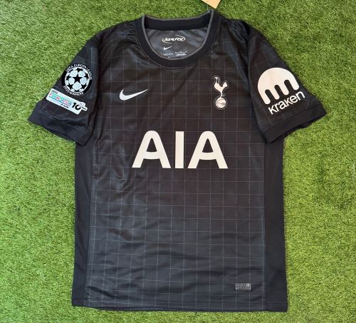with Europa League Patch Fan Version 2025-2026 TOT Away Black Soccer Jersey Spurs Football Shirt
