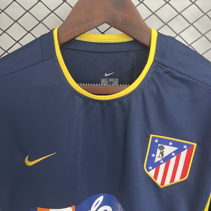 with LFP Patch Retro Jersey 2002-2003 Atletico Madrid Away Dark Blue Soccer Jersey Vintage Football Shirt