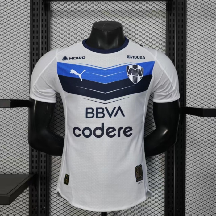 Player Version 2025-2026 Monterrey Away White/Blue Soccer Jersey Menterrey Football Shirt