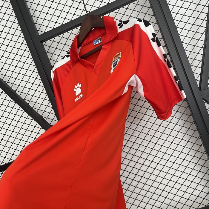 Retro Jersey 1990-1991 Real Oviedo Away Red Soccer Jersey Vintage Football Shirt