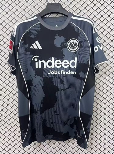with Bundesliga Patch Fan Version Eintracht Frankfurt 2025-2026 Third Away Black/Grey Football Shirt Soccer Jersey