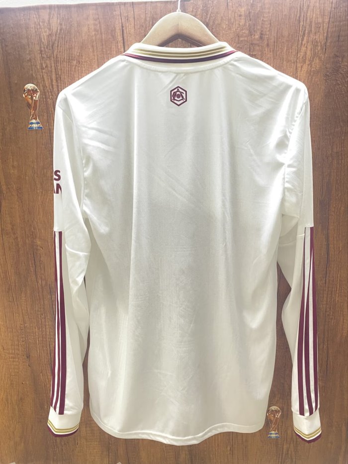 Long Sleeve Fan Version 2025-2026 Arsenal Third Away White Soccer Jersey LS Football Shirt