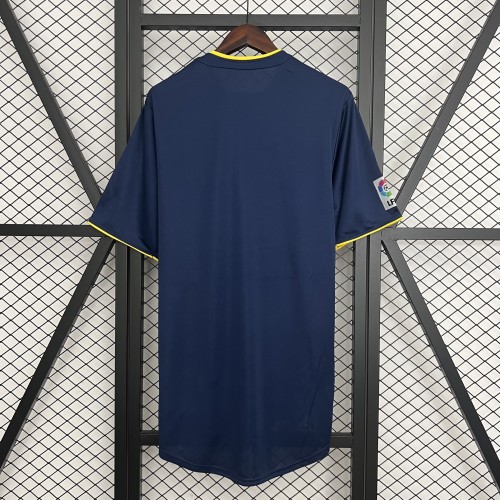 with LFP Patch Retro Jersey 2002-2003 Atletico Madrid Away Dark Blue Soccer Jersey Vintage Football Shirt
