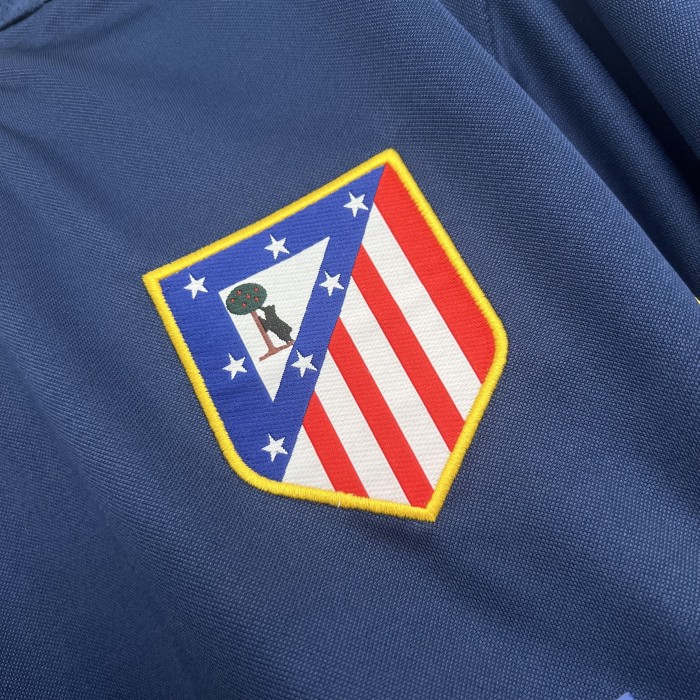 with LFP Patch Retro Jersey 2002-2003 Atletico Madrid Away Dark Blue Soccer Jersey Vintage Football Shirt