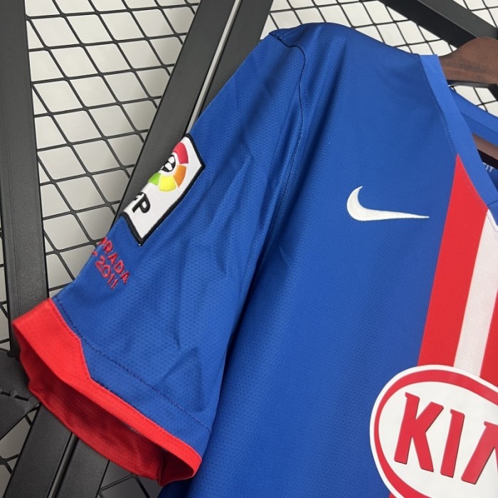 with LFP Patch Retro Jersey 2010-2011 Atletico Madrid Away Blue Soccer Jersey