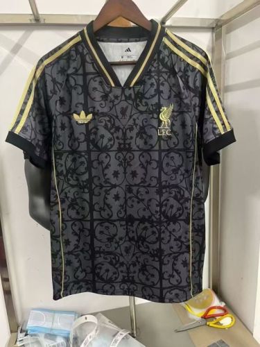 Fan Version 2025-2026 Liverpool Black/Grey/Gold Line Soccer Training Jersey Football Shirt