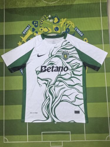 Fan Version 2025-2026 Sporting Lisbon White Lion Version Football Shirt Soccer Jersey