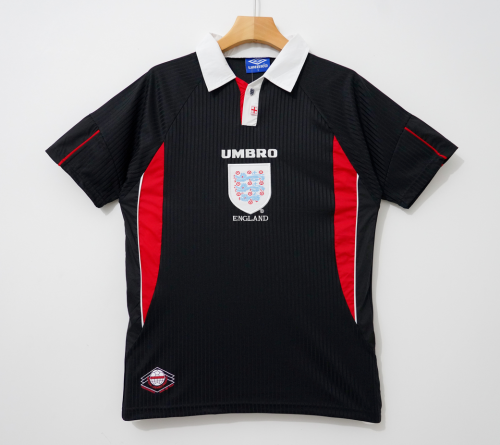 Retro Jersey England 1998 Away Black Soccer Jersey Vintage Football Shirt