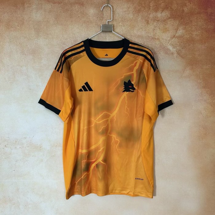 without Sponor Logo Fan Version 2025-2026 As Roma Away Orange Soccer Jersey Football Shirt