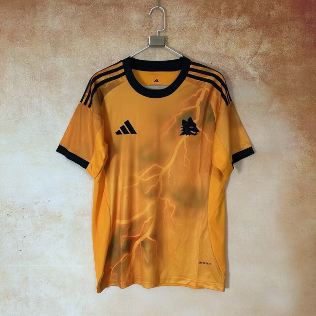 without Sponor Logo Fan Version 2025-2026 As Roma Away Orange Soccer Jersey Football Shirt