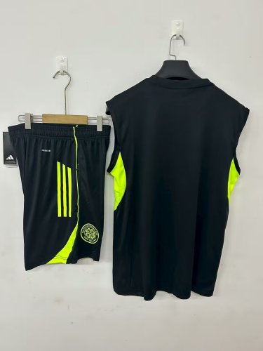 Adult Uniform 2025-2026 Celtic Black Soccer Training Vest and Shorts Football Set