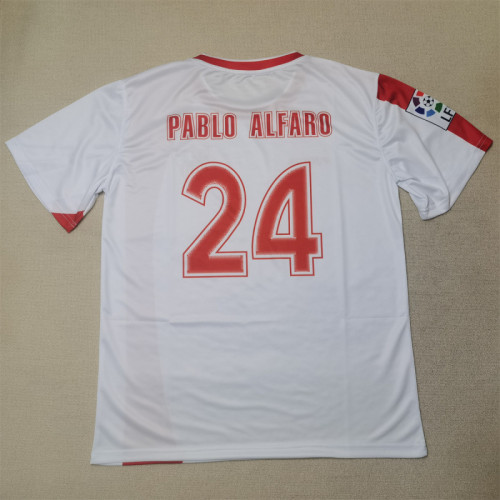 with LFP Patch Retro Jersey 2004-2005 Sevilla PABLO ALFARO 24 Home Soccer Jersey Vintage Football Shirt