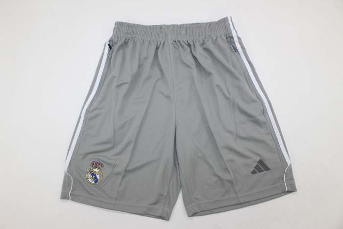 Fan Version 2025-2026 Real Madrid Grey Soccer Training Shorts Football Shorts