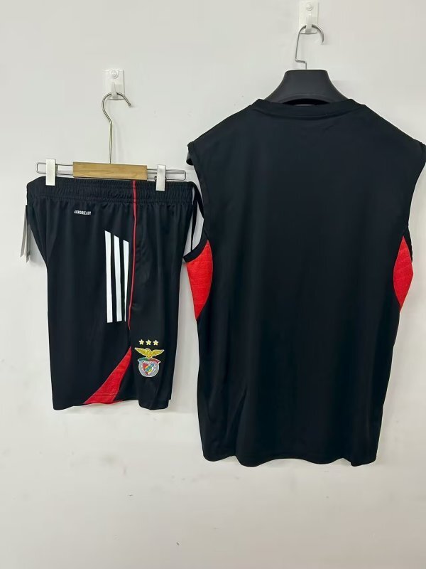 Adult Uniform 2025-2026 Benfica Black/Red Soccer Training Vest and Shorts Football Set