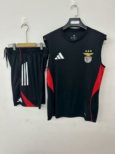 Adult Uniform 2025-2026 Benfica Black/Red Soccer Training Vest and Shorts Football Set