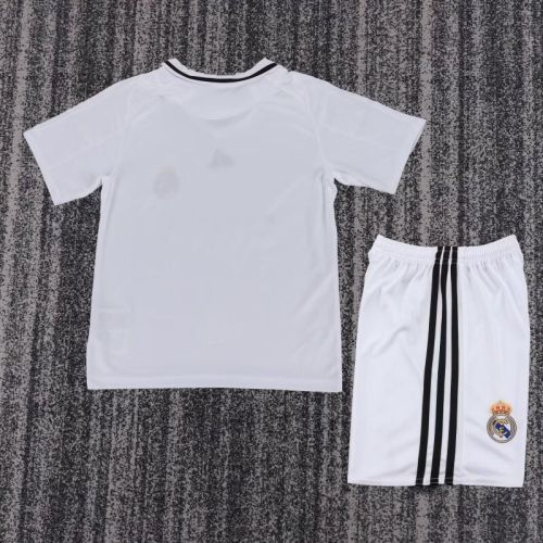 Retro Youth Uniform Kids Kit 2008-2009 Real Madrid Home Soccer Jersey Shorts Vintage Child Football Set