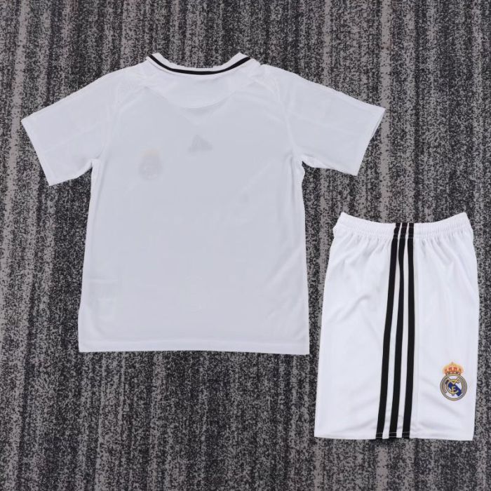 Retro Youth Uniform Kids Kit 2008-2009 Real Madrid Home Soccer Jersey Shorts Vintage Child Football Set