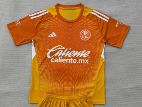 Fan Version 2025-2026 Club America Aguilas Orange Goalkeeper Soccer Jersey Football Shirt