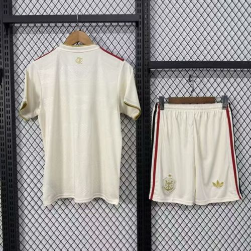 Youth Uniform Kids Kit 2025-2026 Flamengo Third Away Soccer Jersey Shorts Child Football Set