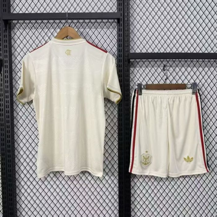 Youth Uniform Kids Kit 2025-2026 Flamengo Third Away Soccer Jersey Shorts Child Football Set