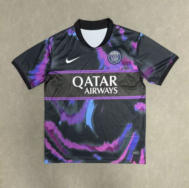Fan Version 2025-2026 PSG Black/Purple/Blue Soccer Jersey Paris Football Maillot