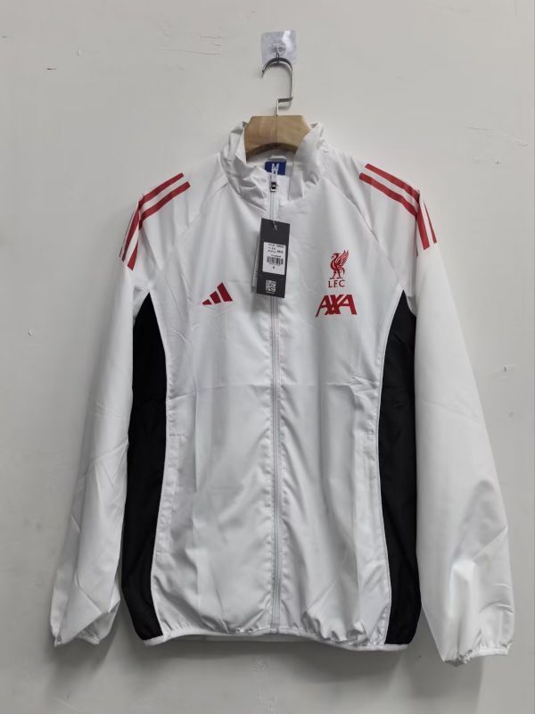 2025-2026 Liverpool White Soccer Windbreaker Jacket Football Jacket