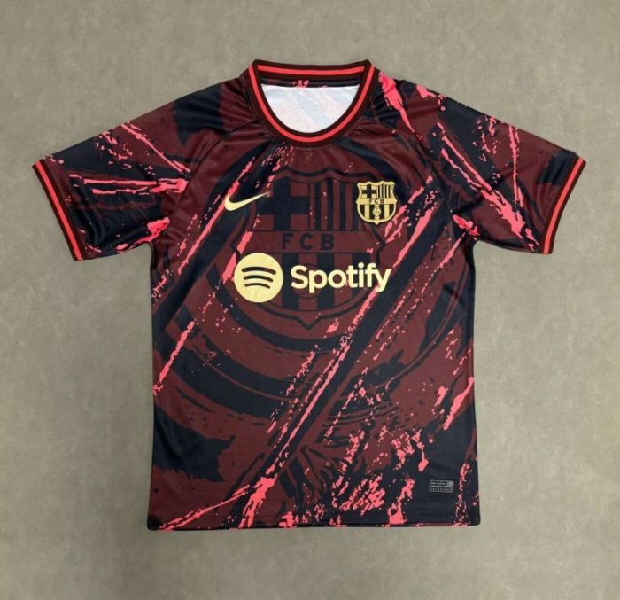 Barca Camisetas de Futbol Fans Version 2025-2026 Barcelona Black/Red Soccer Training Jersey