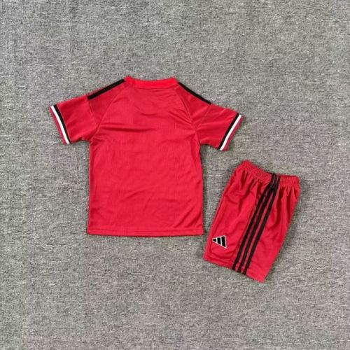 Youth Uniform Kids Kit 2025-2026 Manchester United Red Special Editionn Soccer Jersey Shorts Child Football Set
