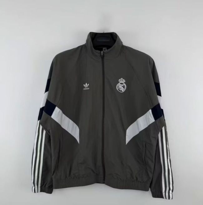2025-2026 Real Madrid Grey Soccer Windbreaker Jacket Football Jacket