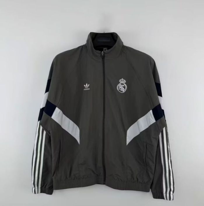 2025-2026 Real Madrid Grey Soccer Windbreaker Jacket Football Jacket