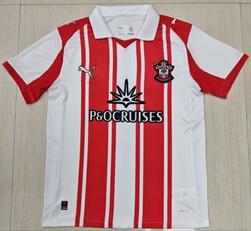 with Sponor Logo Fan Version 2025-2026 Southampton Home Soccer Jersey Football Shirt