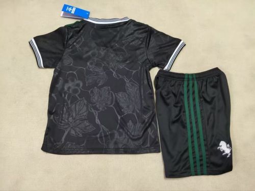 Youth Uniform Kids Kit 2025-2026 Juventus Third Away Black Soccer Jersey Shorts Child Football Set
