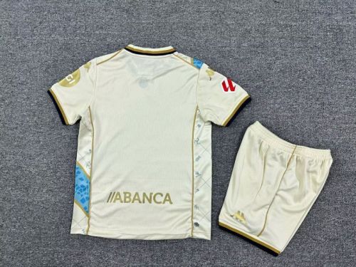 with LALIGA Patch Youth Uniform Kids Kit Deportivo La Coruna 2025-2026 Third Away Soccer Jersey Shorts Child Football Set