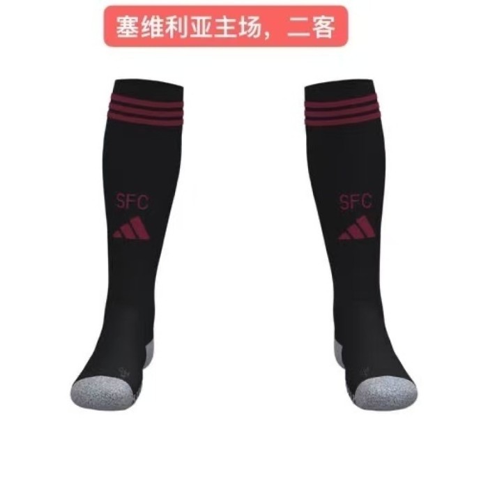 Youth/Adult 2025-2026 Sevilla Third Away Black Soccer Socks Football Socks