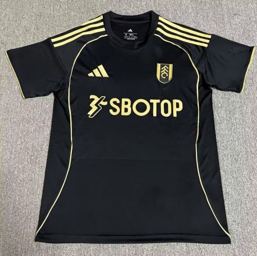 with Sponor Logo Fulham Football Shirt Fan Version 2025-2026 Fulham Third Away Black Soccer Jersey