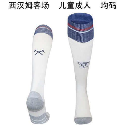 Youth/Adult 2025-2026 West Ham Away White Soccer Socks Football Socks