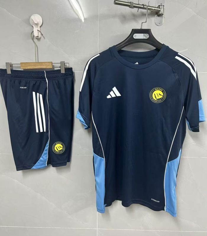 Adult Uniform 2025-2026 Al Nassr Dark Blue Soccer Training Jersey and Shorts Football Kits