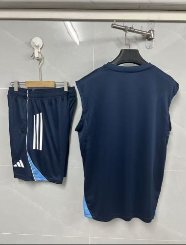 Adult Uniform 2025-2026 Al Nassr Dark Blue Soccer Training Vest and Shorts Football Set